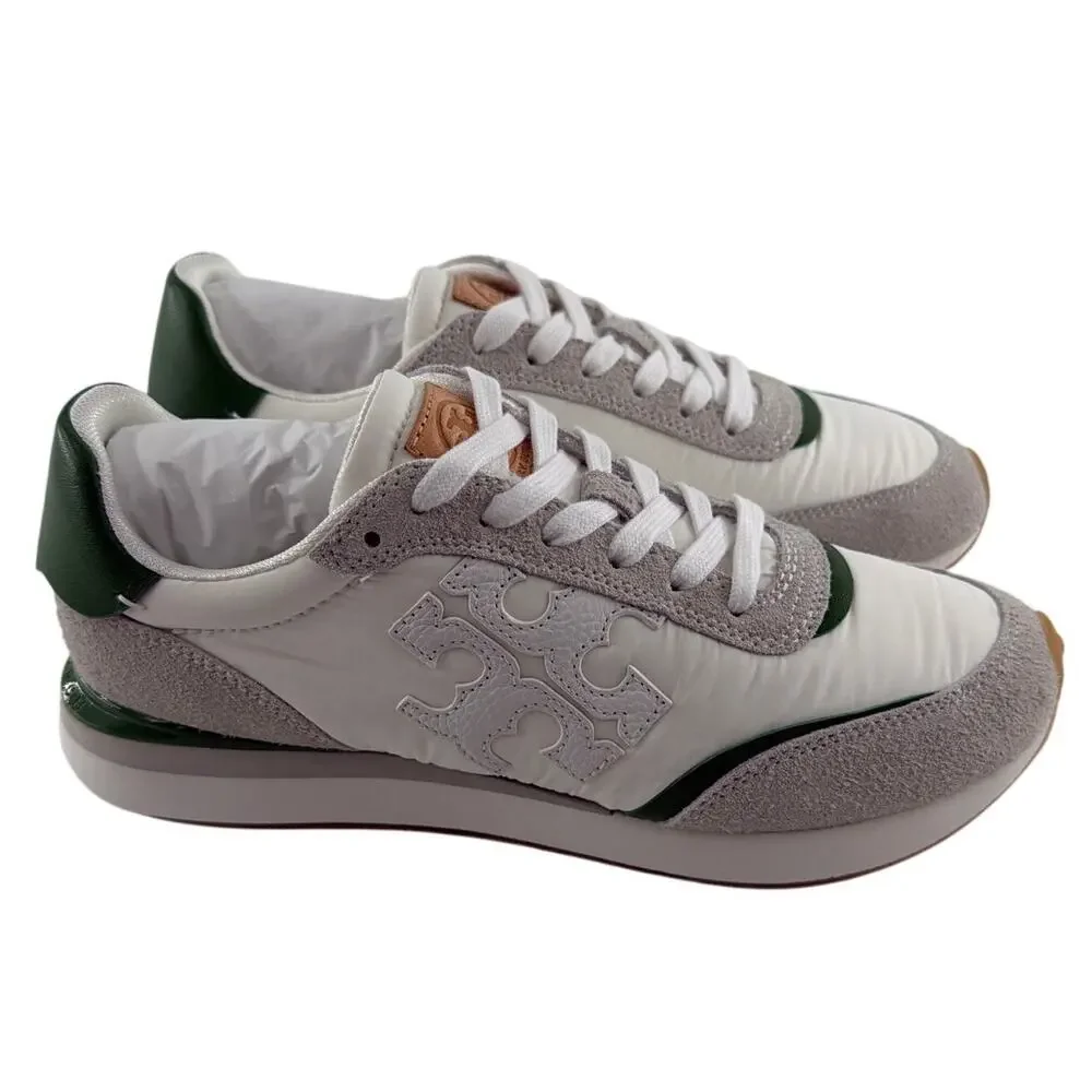 Tory Burch Women's White Pale Green Suede Destiny Sneakers Size 7